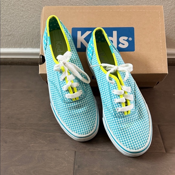 Keds Shoes - Keds Turquoise Checkered Sneakers with White Laces